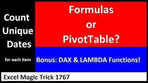 Excel PivotTable or Formula to Count Unique Dates for Each New Item. 4 Examples. EMT 1767