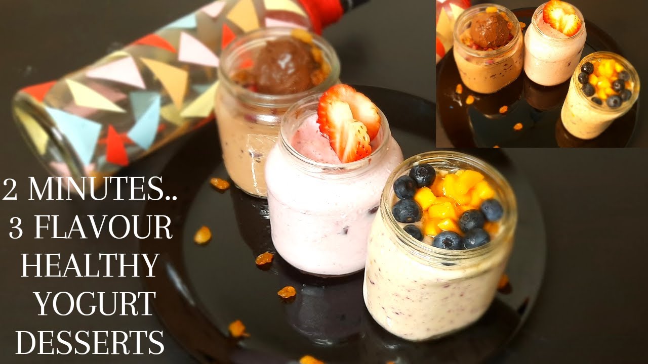 3 Easy yogurt and mixed fruits desserts/chocolate yogurt dessert/cherry