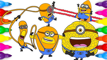 Despicable Me 4 Coloring Pages Compilation | Coloring Mega Minions Dave Gus Tim Mel and Jerry