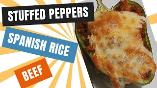Easy and delicious stuffed bell peppers with Spanish rice and beef