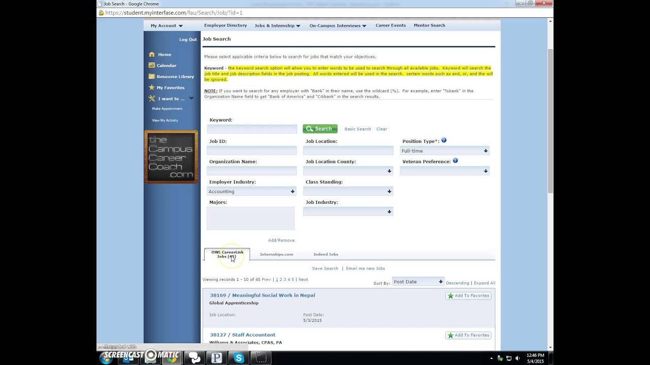 How To Create A Job Search Agent In OWL CareerLink YouTube How To Create A Job Search Agent In OWL CareerLink YouTube