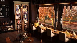 Coffee Shop Bookstore Ambience with Relaxing Rain Sounds & Jazz Music for Study, Relax and Sleep - jazz music study work