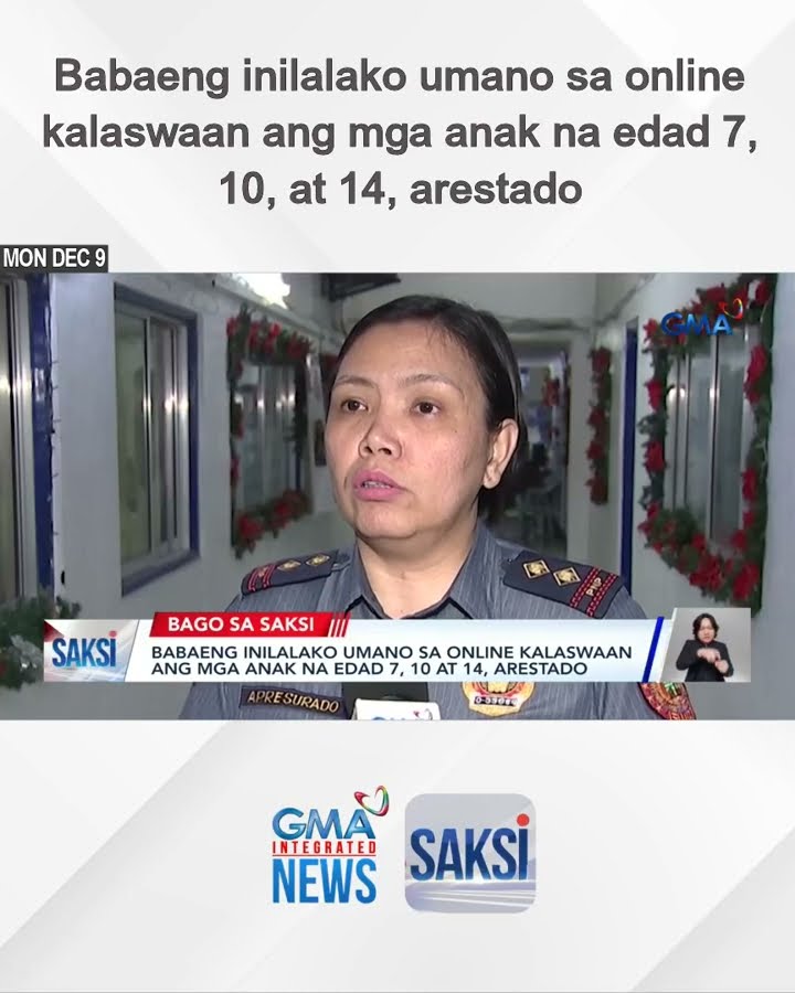 Babaeng inilalako umano sa online kalaswaan ang mga anak na edad 7, 10, at 14, arestado | Saksi