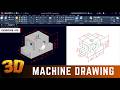 AutoCAD Machine Drawing Exercise 03  2D to 3D Full Step by Step Tutorial #autocad