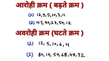 आरोही क्रम और अवरोही क्रम | aarohi kram | avrohi | Ascending and Descending Order | aarohi avrohi