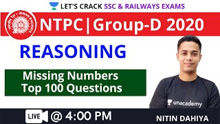 Missing Numbers Top 100 Questions (Part 3) | Reasoning | Target RRB NTPC Group D 2021 | Nitin Dahiya