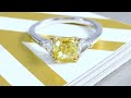 Pice exceptionnelle lepage  bague evidence 1922 en or blanc diamant jaune et diamants blancs