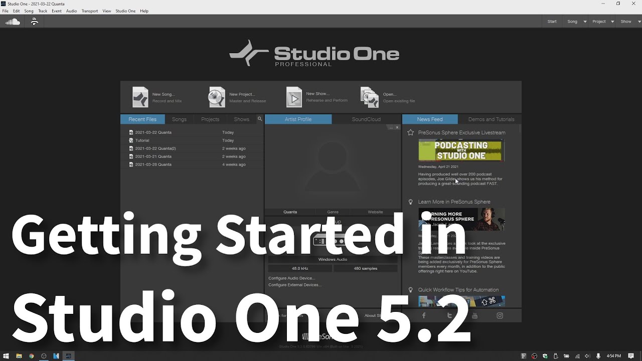 Getting Started in Presonus Studio One 