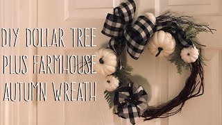 DIY Dollar Tree  Plus Farmhouse  Autumn Wreath