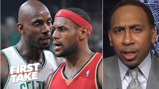 Stephen A. reacts to Kevin Garnett claiming his Celtics ran LeBron out of Cleveland | First Take