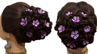Latest flower bun hairstyle | Hairstyle step by step |Bridal hairstyle | @K_Style