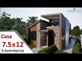 modelo de casas de 2 pisos (Casa 7.5x12 metros) Home Design Plan