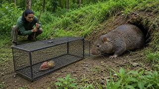 Young Man Hunts Giant Wild Rats by Primitive Skill - Finding Daily Food and Trading Stuff at Market