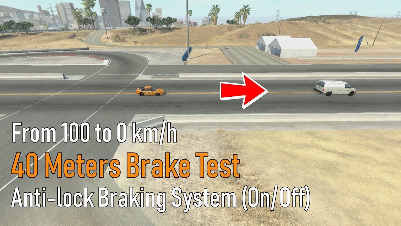 BeamNG.drive Antilock Braking System (ABS) From 100 to 0 km/h