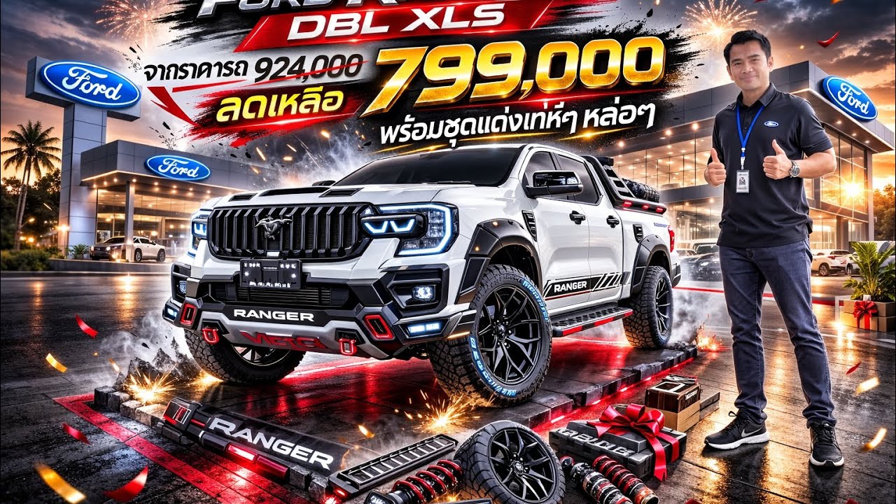 รีวิว ฟอร์ด เรนเจอร์ DBL XLS 4x2 ราคาพิเศษ 799,000  พร้อมชุดแต่งหล่อๆโหดๆเท่ห์ๆ.