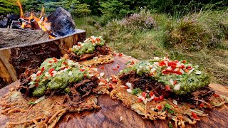 We cooked this beef for 6 hours in the forest 🔥 Wait for the crunch at the end. ASMR cooking.