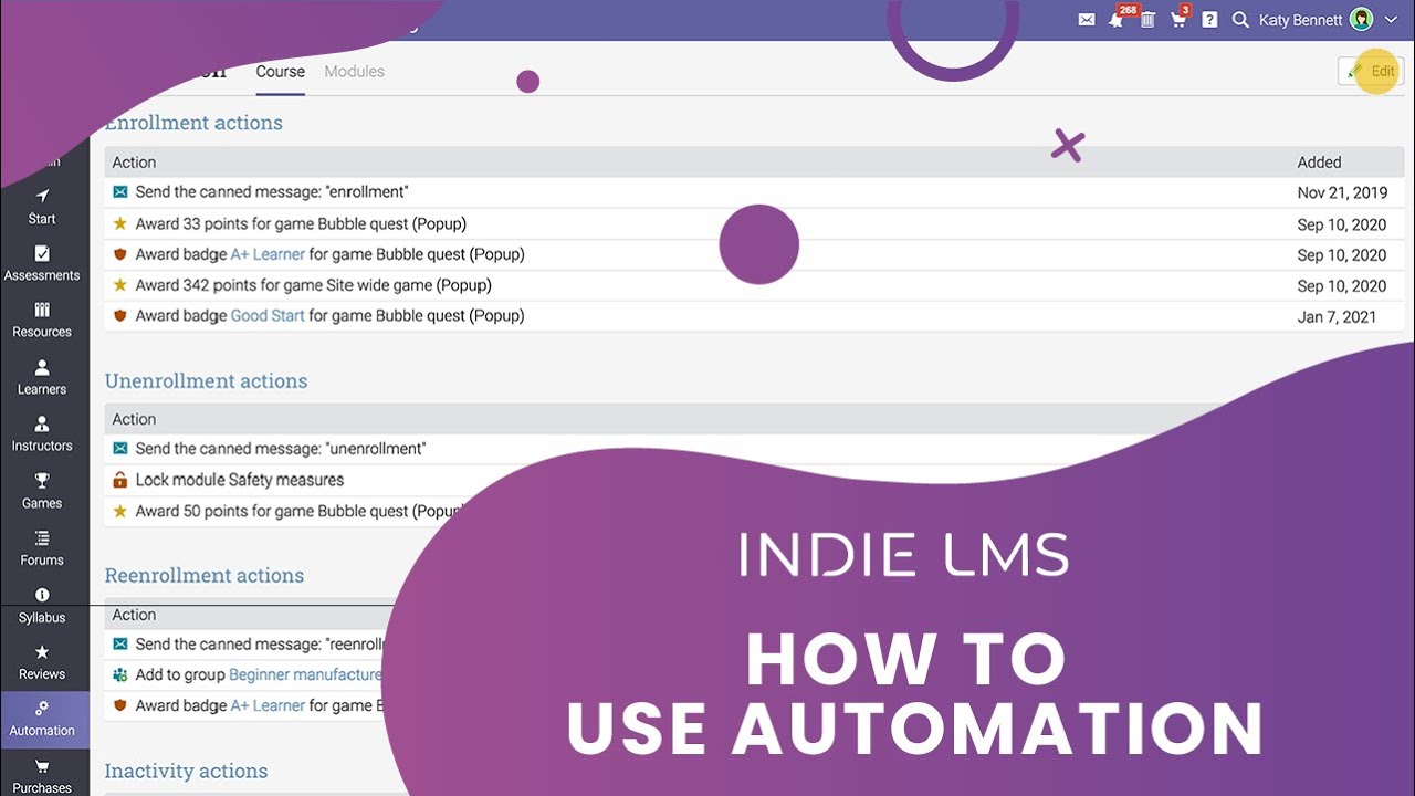 How to use automation in INDIE LMS
