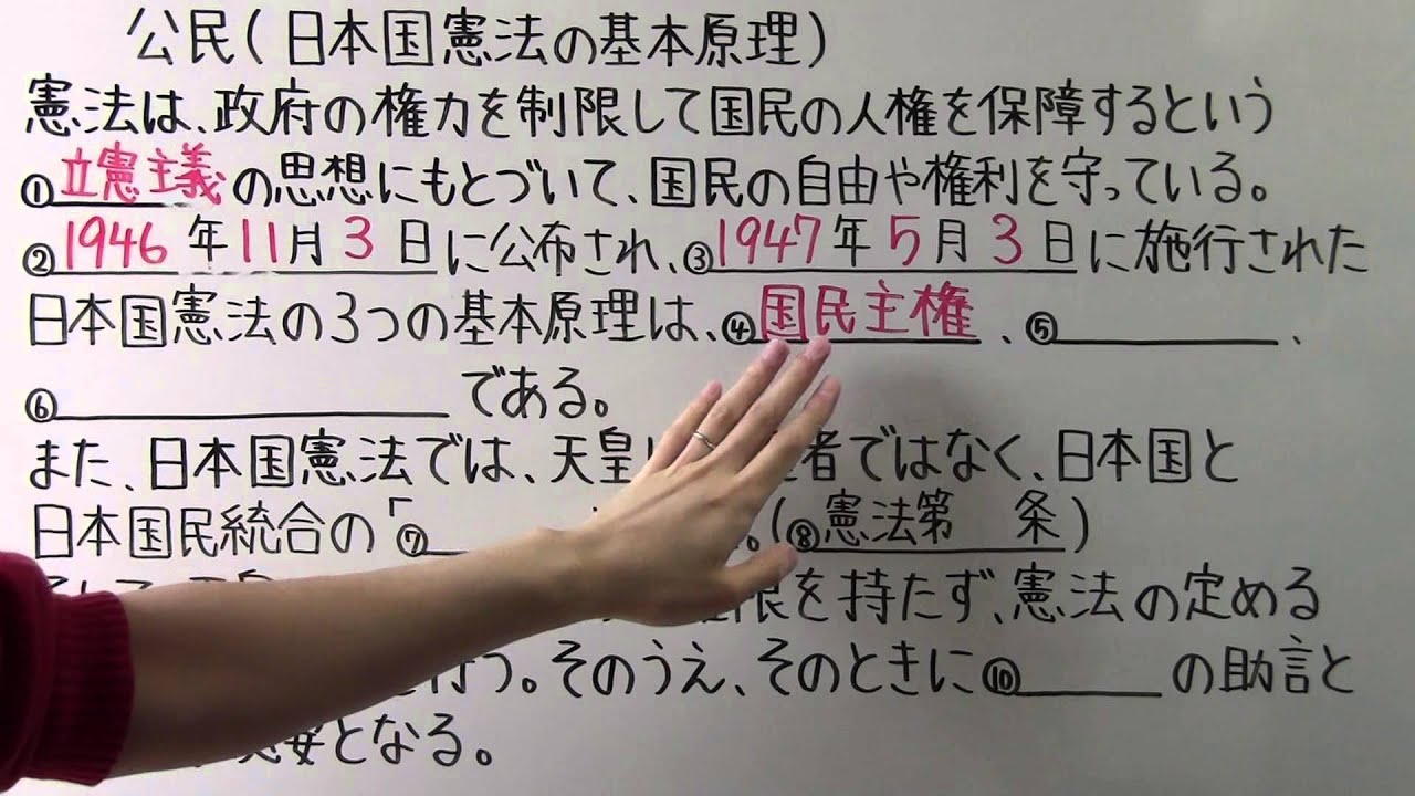社会 公民 ８ 日本国憲法の基本原理 Youtube