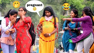 Pregnant🤭Prank || Amazing reaction of Cute Girls 😂