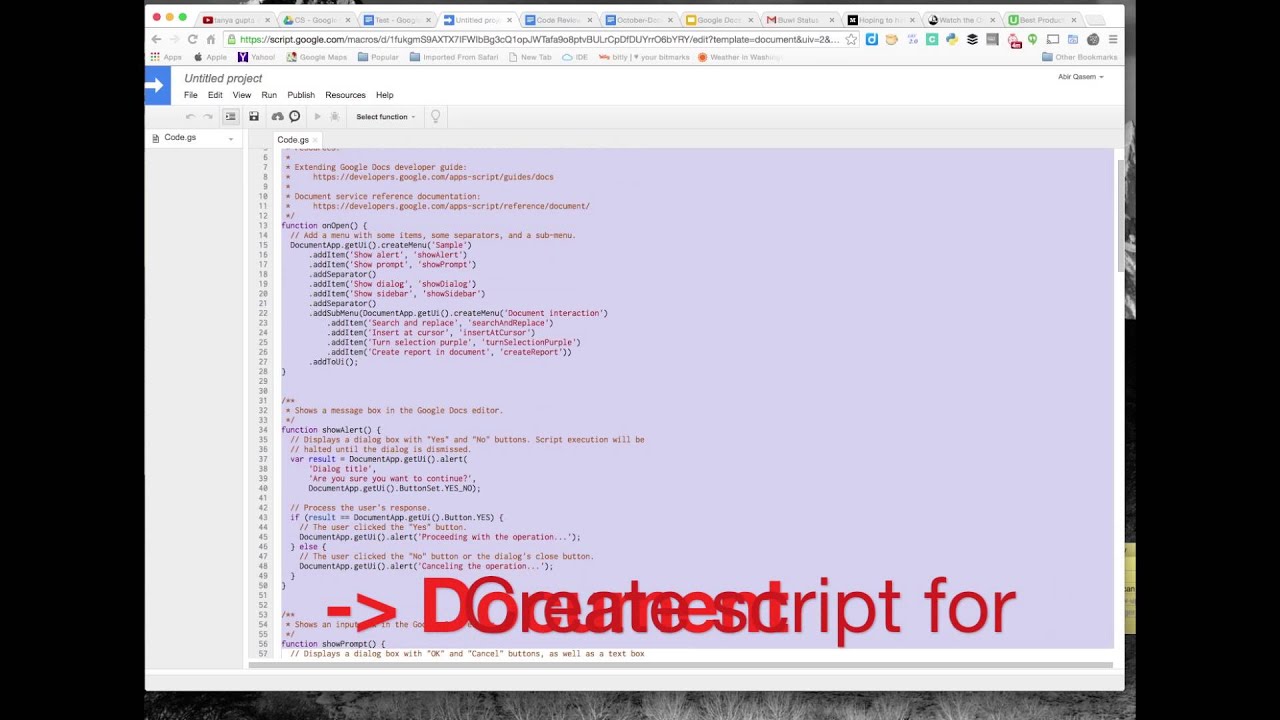Hello World Google Doc Add-On - YouTube