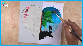 Then, Now & Forever | Silhouette Art | Acrylic Painting With Relaxing Music #16 | Mini Viral Art