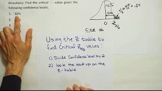 Finding z critical values using a z table