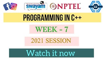 Programming In C++ | Week 7 Answers | NPTEL ||