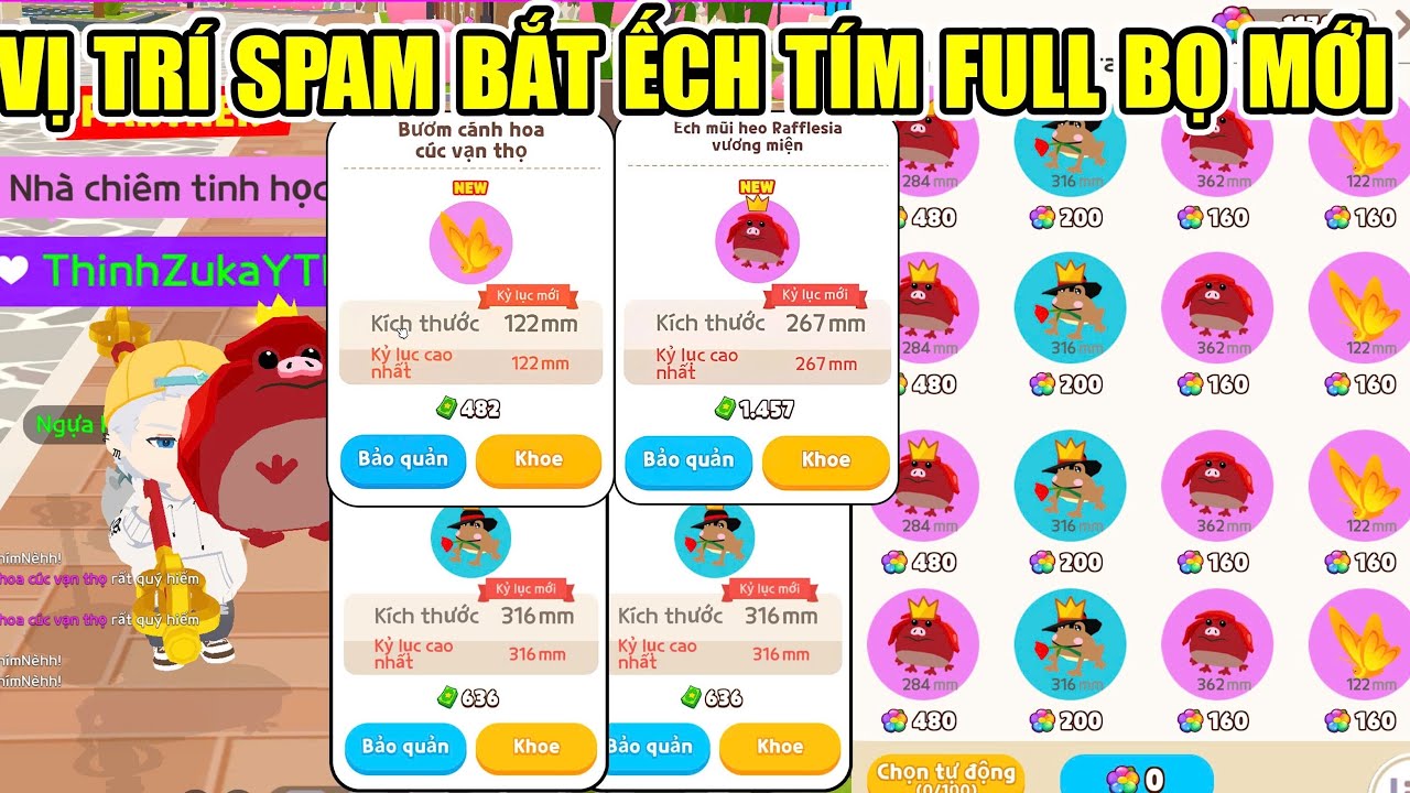 VỊ TRÍ SPAM BẮT FULL ẾCH TÍM BỌ TÍM MỚI CỰC DỄ ĐỔI RẤT NHIỀU XU | Play Together 