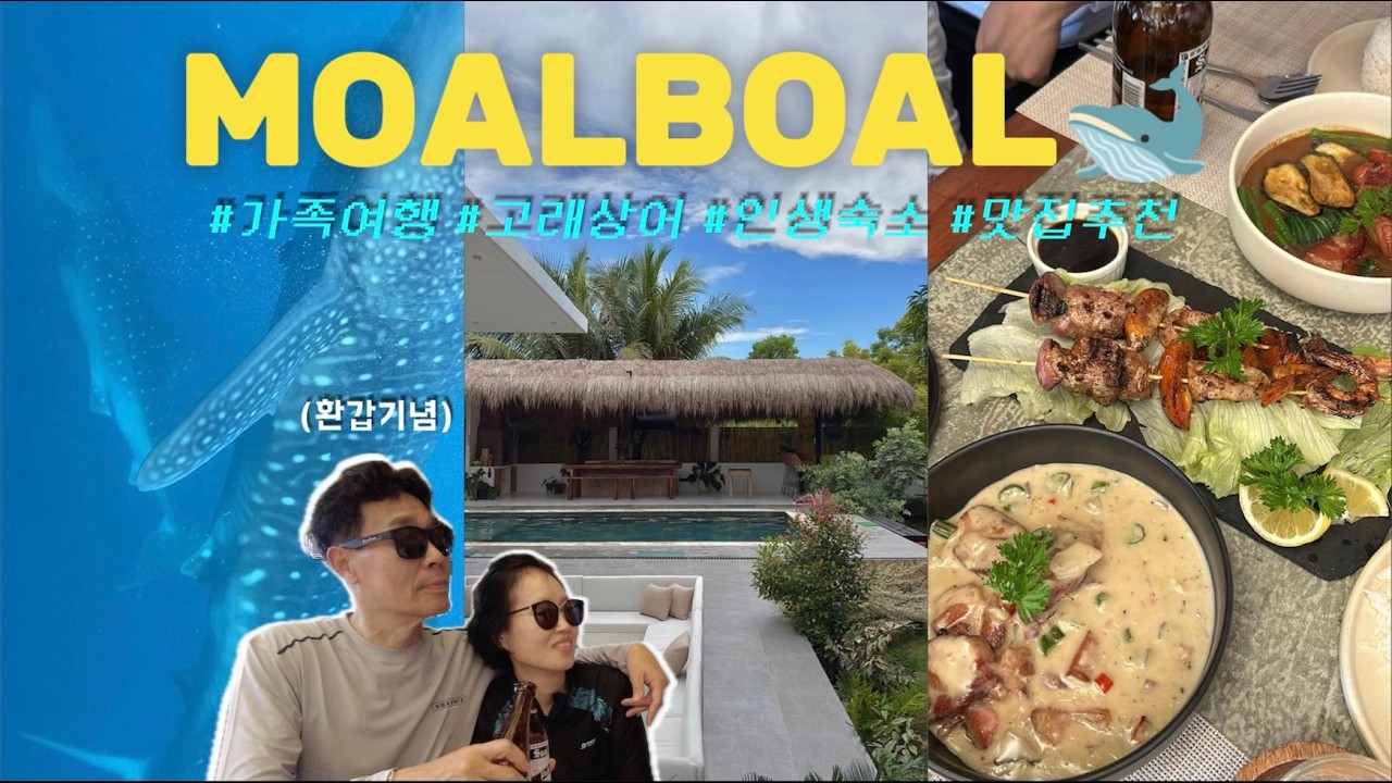 (환갑 여행지로 모알보알?!🐋) 6인 가족의 첫 해외여행 vlog 🇵🇭 / 오슬롭 고래상어 / 풀빌라 숙소 / 스무스 카페