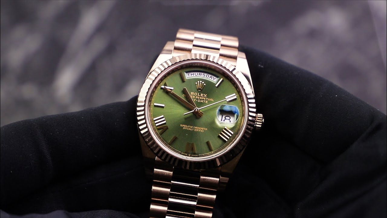 Rolex Day-Date 40 228235 Olive Green Dial 60th Anniversary Unboxing ...