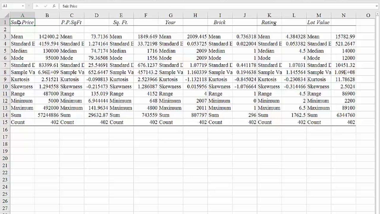 Excel 2016 Fast And Simple Summary Statistics Table YouTube Excel 2016 Fast And Simple Summary Statistics Table YouTube