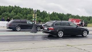 Audi S6 C4 Avant 2.2TQ HX40S vs BMW 535d E61 1/4 mile drag race