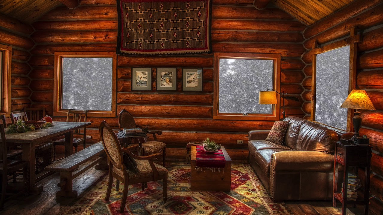 🌨️ Cozy Cabin Ambience Winter Snowstorm Rain Wind Snow Falling Relaxing ...
