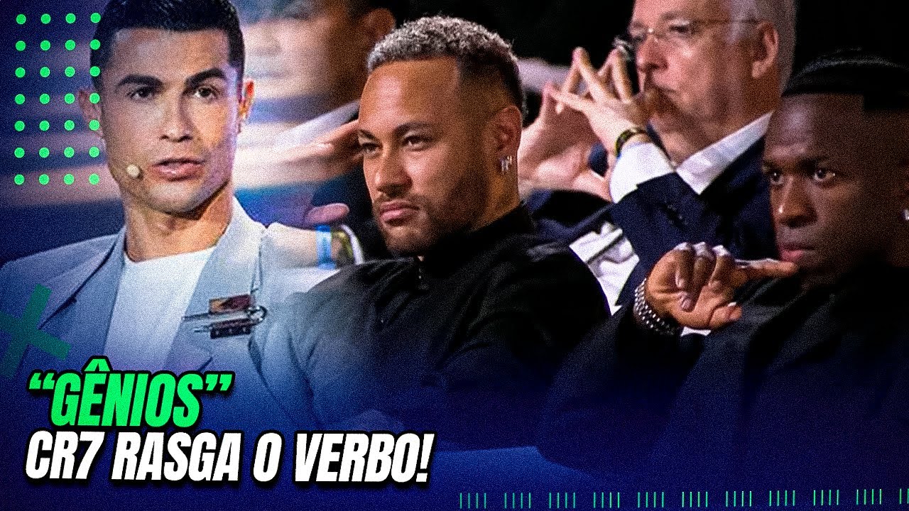 A INCRÍVEL REAÇÃO DE CRISTIANO RONALDO AO VER NEYMAR E VINÍCIUS JR  RECEBEREM A PREMIAÇÃO GLOBAL!