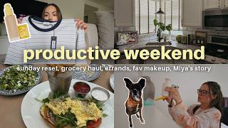PRODUCTIVE WEEKEND VLOG 🌿 sunday reset, running errands & haul, fav makeup, Miya's story & more