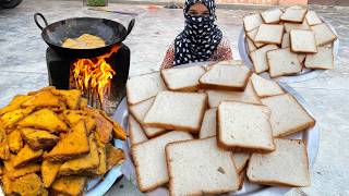 Bread Pakora recipe || How to make Potato Bread Pakora || Aloo Bread Pakora / Village food