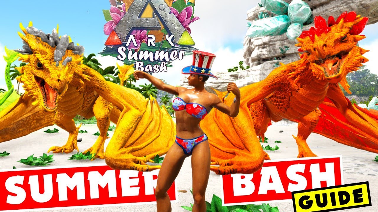 Ark Summer Bash Guide Skins Emotes And Chibi Guide Admin Codes Ark Survival Evolved Update Youtube