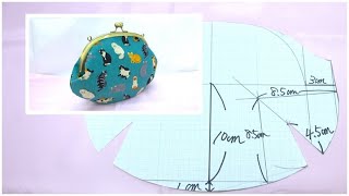 がま口型紙作り方　How to make pattern paper 　少し底広丸型