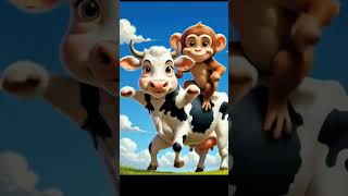 Dudi Dudi Dam Dam  Monkey And Cow Cute Dancing dudidudidam funnydance monkeycomedy