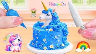 Blue Unicorn Buttercream Flower Cake 🦄💙 Satisfying Cake ASMR Challenge | Lily Little Cake screenshot 2