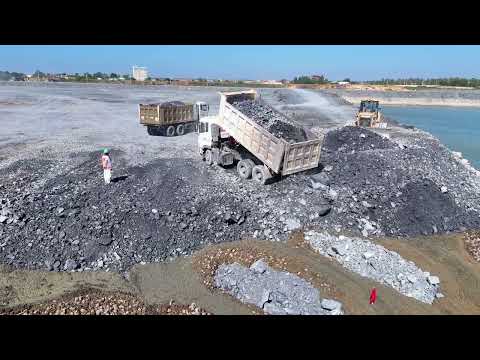 Part 125!Great Road of Project to build over water using cast stone By SHANTUI & 25 Ton trucks