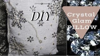 DIY CRYSTAL SNOWFLAKE GLAM PILLOW || DOLLAR TREE Friendly