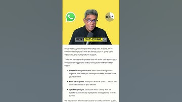 WhatsApp Adds New Audio & Video Call Features Including Screen Sharing     #Shorts