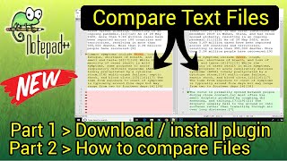 Compare TEXT or CODE files using notepad ++  [ Plugin installation and demo ]