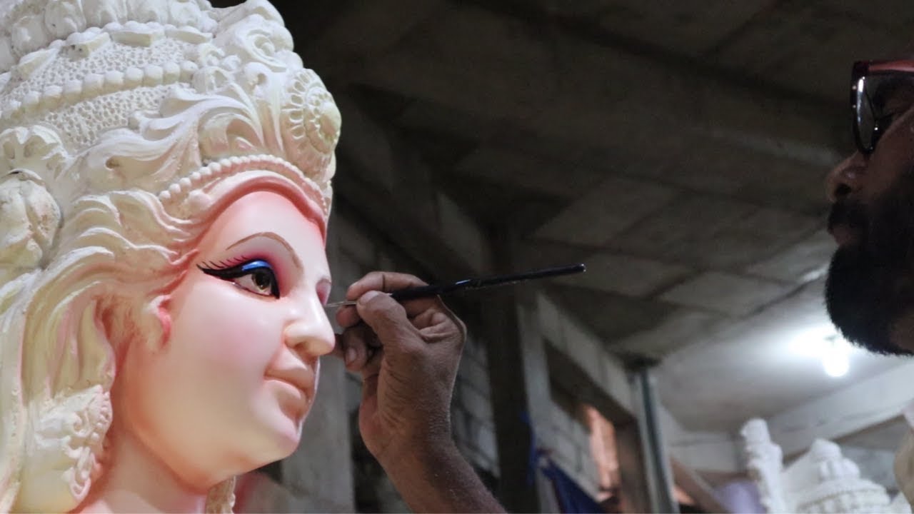 Durga Idol eye painting | durga idol making