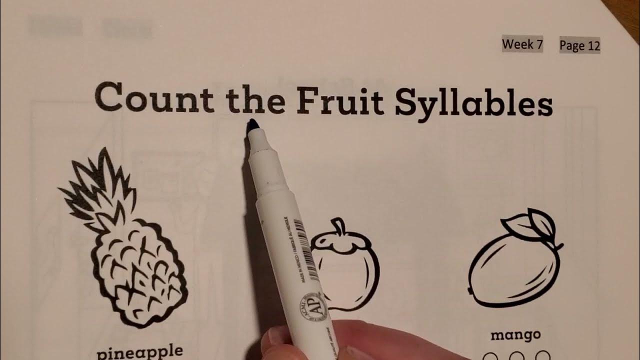 Count the Fruit Syllables (Week 7 page 12) YouTube