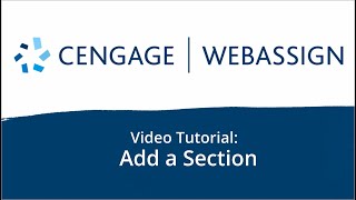 Add a Section | WebAssign
