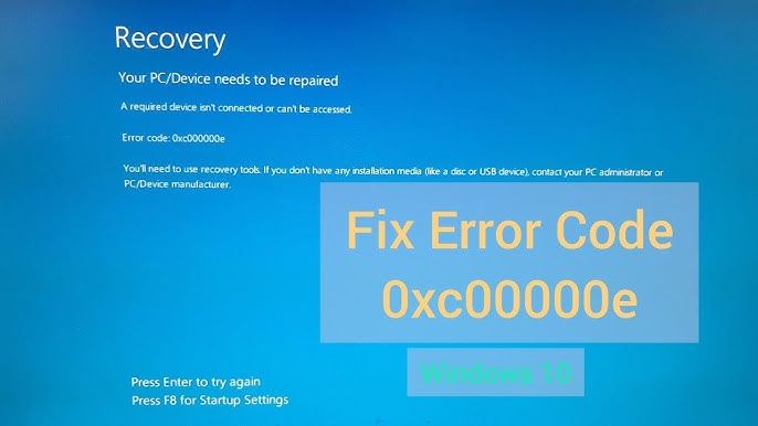 Ошибка 0xc000000e winloadefi: что делать, если Windows не стартует и появляется надпись Recovery Your PCDevice needs to be repaired