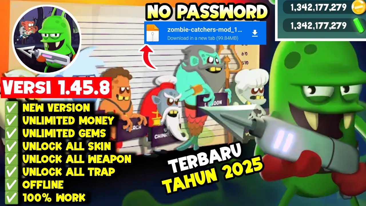 ZOMBIE CATCHERS MOD APK 2025 VERSION 1.45.8 NO PASSWORD UNLIMITED