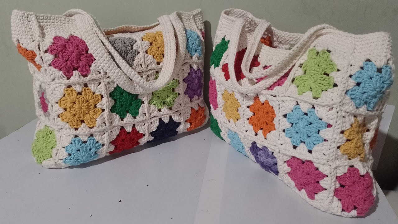 🌸Bolsa de crochê quadradinhos da vovó c/EMENDA SEM CORTAR O FIO 🌸passo a passo detalhado